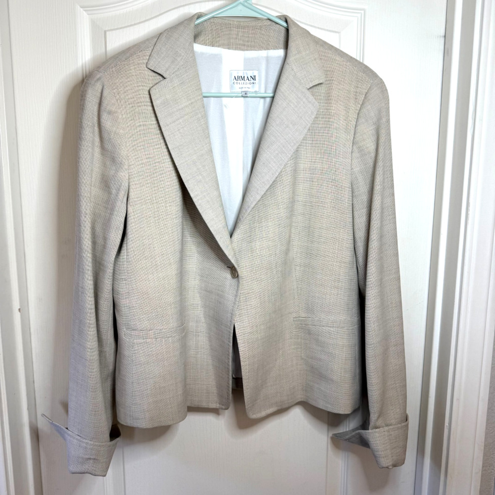 Armani Collezioni Italian Luxury Wool Blazer TG 48 US 12 Designer Tailored Jacke